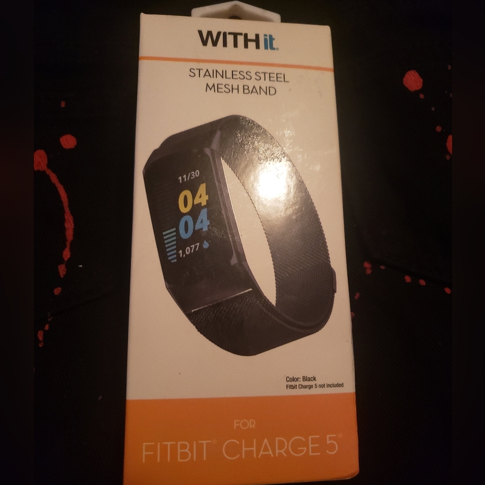 Black Stainless Steel Mesh Band for Fitbit Charge 5